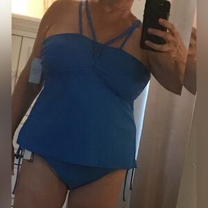 Time and Tru Blue Two Piece Tankini Swimsuit